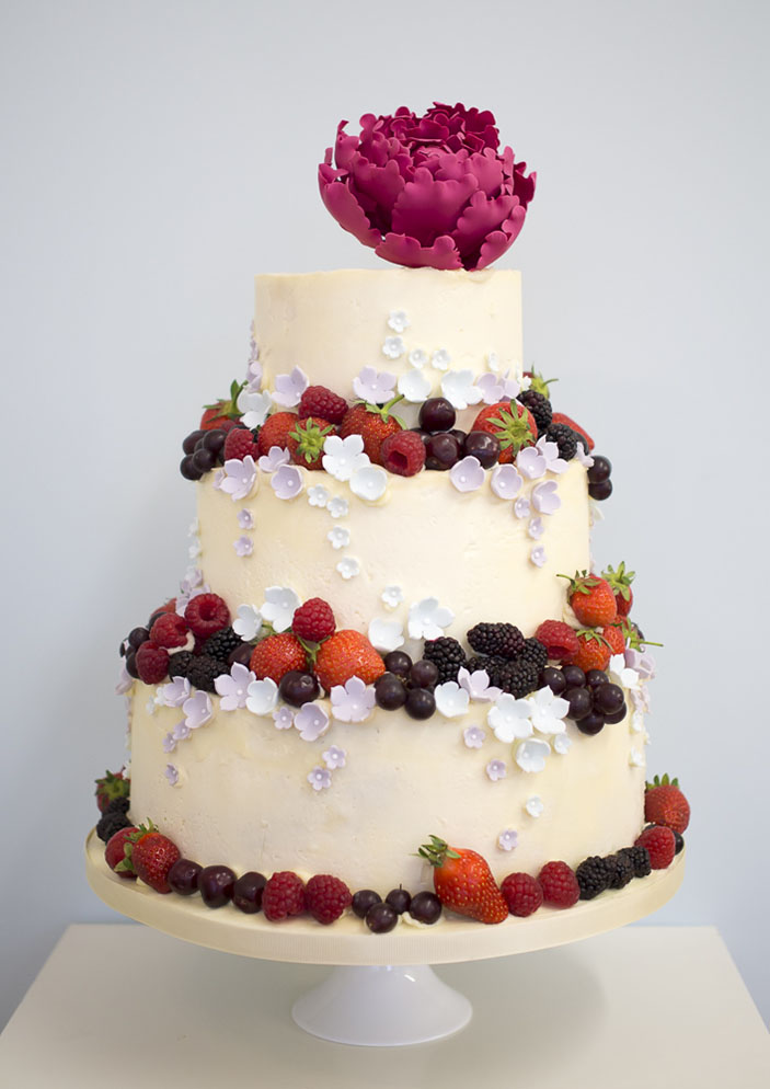 Buttercream Summer Fruits Wedding Cake - Rosalind miller